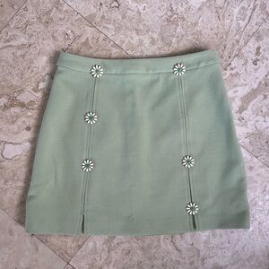 Cult Gaia Mint Green Skirt with Floral Accents